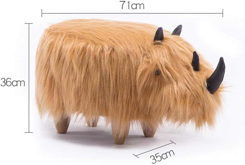 Precioso puf con Forma de Animal de Lovely Simplicity, reposapiés acolchado con cojín de rinoceronte de dibujos animados, Ideal para niños o adultos, de aspecto Afelpado, tamaño: 71 * 35 * 3