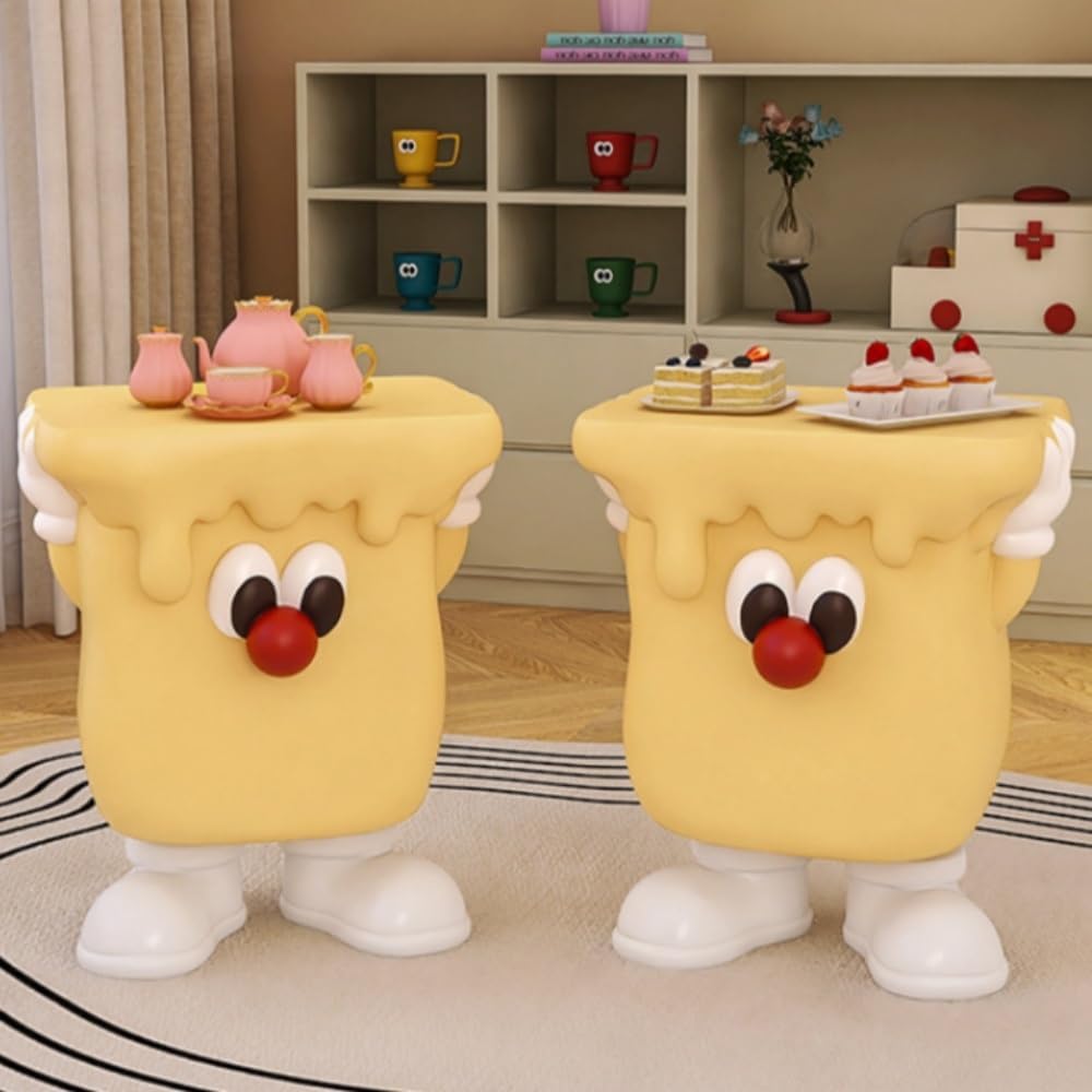 Modern Creative Resin Side Table, Cute Simple Bedside Table for Small Space, Multifunctional Small End Table Suitable for Bedroom, Living Room, Balcony