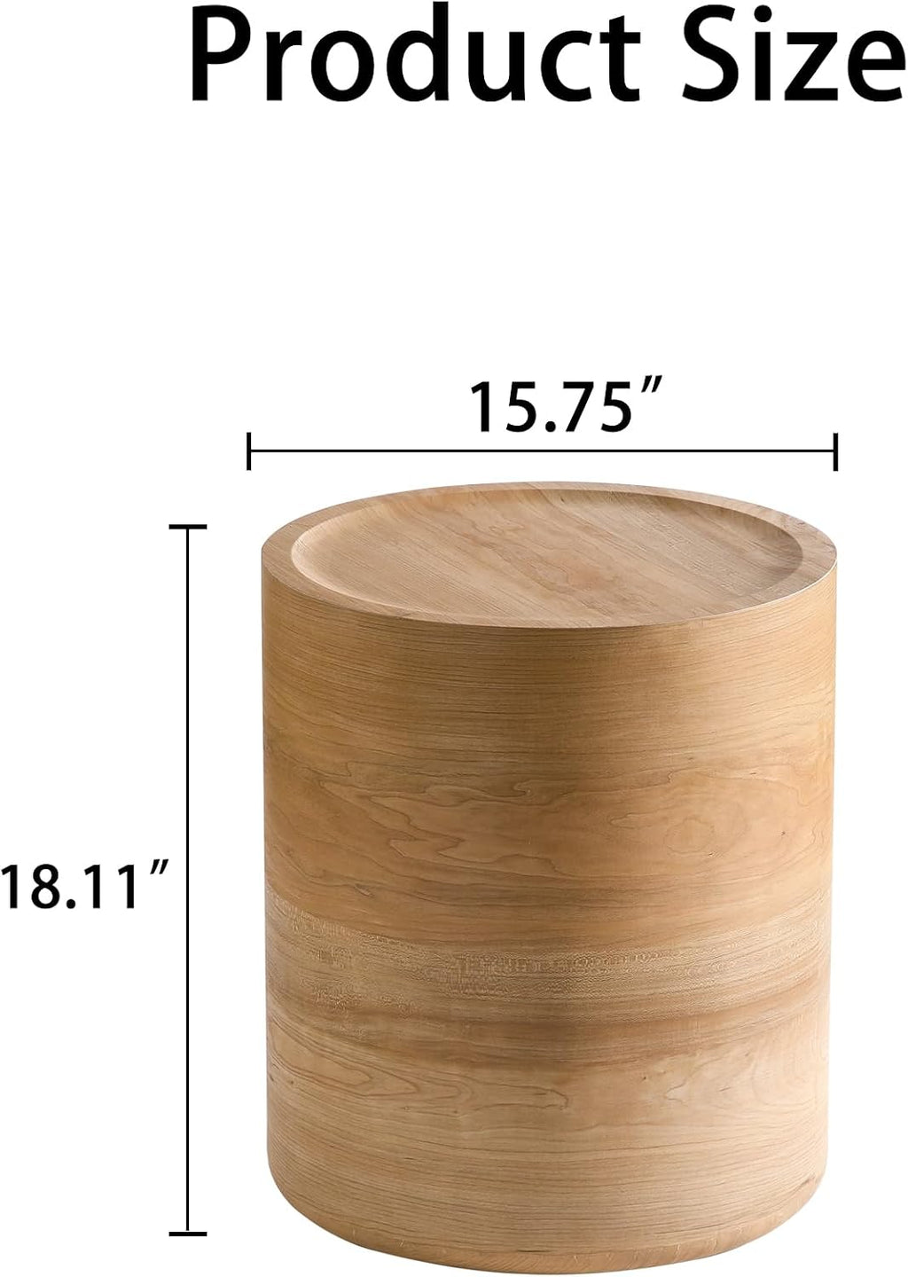 Round End Table for Living Room, Modern Drum Circle Side Table for Small Spaces, Nightstand Sofa Table for Bedroom, No Need Assembly