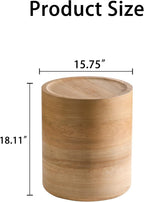 Round End Table for Living Room, Modern Drum Circle Side Table for Small Spaces, Nightstand Sofa Table for Bedroom, No Need Assembly