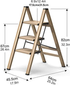 3-Step Aluminum Alloy Folding Ladder, Portable Step Stool with Wide Anti-Slip Pedal, 330lbs Heavy Duty Load Capacity for Household Indoor Outdoor Use