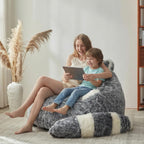 EBENCHICO Giant Bean Bag Chair for Adults Teens, Raccoon Shaped Faux Fur Bean Bag Sofa with Filler, Plush Beanbag Couch with Tail Pillow for Gaming, Reading, Bedroom, Dorm