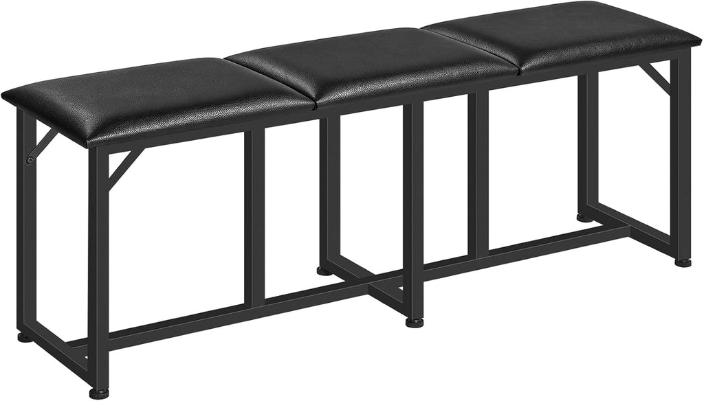 MAHANCRIS Dining Bench, 47.2 Inch Dining Room Bench | Entryway Bench with Metal Frame, PU Leather Padded Seat, for Kitchen, Living Room, Hallway, Living Room, Black TBBK06R01