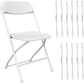 12 Pack White Folding Chair, Plastic Folding Chairs for Outside, Indoor Outdoor Chairs with Steel Frame, Foldable Chair for Wedding Camping Dining Renting in Patio Lawn, 350LBS Capacity
