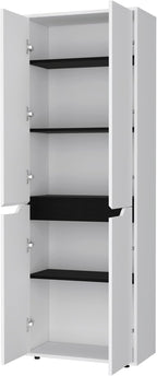 White 5-Shelf Kitchen Pantry Buffet Kitchen Sideboard,Three Fixed Shelves,for Kitchen,Dining Room,11.8 * 23.6 * 66.9