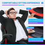 Heavy Duty Gaming Chair Ergonomic Gamer for Home Office with Lumbar Support, Adjustable Backrest, Flip-Up Armrest and Stable 360° Swivel Wheels for Adults, Professional Gamers and Teens, Black-Red