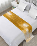 Orange Yellow Bed Runners for Queen Size Beds, Decorative Bed Throws for Foot of Beds, Luxury Bedding Protector Slipcover Abstract Modern Smear Art Geometric Paint Bedrunners & Scarves, 94"x20"