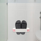 OUNONA Wall Mounted Shoe Storage Rack for Slippers and Sneakers Plastic Folding Shoe Organizer with Sturdy Rails and Easy to Clean Design for Doorway or Living Room Use Pink Stylish