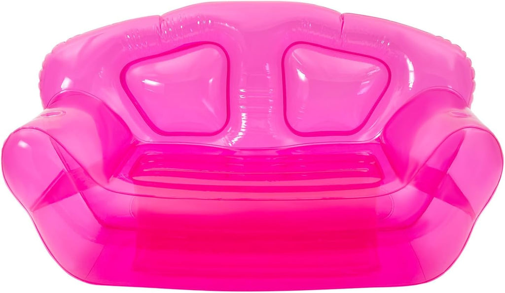 Transparent Inflatable Sofa, Double Person Blow-Up Chair, Portable PVC Air Couch Furniture for Kids Adult Indoor/Outdoor Use, Camping, Beach, Patio & Yard PVC Furniture,180-200kg Load Capital(Red)