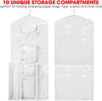 Wrapping Paper Storage Hanging Over the Door Gift Wrap Organizer Double Sided Front and Back Pockets Store Gift Wrap Gift Bags Ribbon Bows Accessories 40”x17” Fits Long 40 Inch Rolls (White)