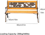 Outdoor Patio Garden Bench, Children Mini Park Bench with Backrest and Armrests, for Porch, Lawn, Backyard and Indoor