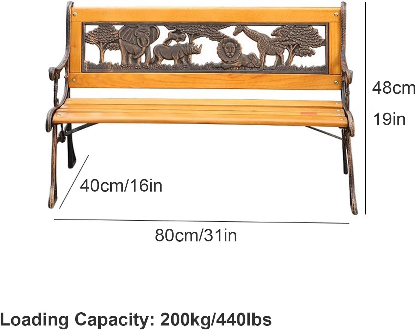 Outdoor Patio Garden Bench, Children Mini Park Bench with Backrest and Armrests, for Porch, Lawn, Backyard and Indoor