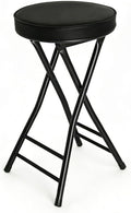Gluck Plants Folding Stool,24 Inch Foldable Portable Collapsible Height Bar Stool Chair,Adult Tall Leather Padded Chair for Kitchen Living Room Garden Camping Fishing