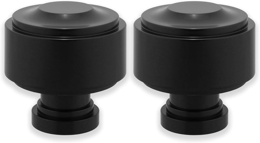 BLASTHOME® Luxury Layers Knob Finials – Fits Only Signature Collection Curtain Rods (Rod Not Included) - Premium Quality, Heavy Metal – Set of Two – Tuxedo Black