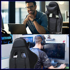 BestOffice Ergonomic Gaming Chair, Grey, Adjustable, Vibration, Faux Leather
