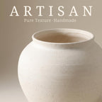Ceramic Vase 6.7", Textured Ribbed Flower Vase for Pampas Grass, Cream Beige Wabi-Sabi Handmade Pottery Vase, Rustic Farmhouse Table Centerpiece for Entryway Shelf Nightstand Decor