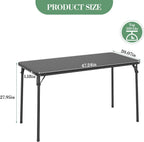 IDEALHOUSE 4 Feet Folding Table, Protable Foldable Card Table, Metal Legs Support, Upholstered PU Leather Tabletop, Heavy Duty, No Assembly Required, Perfet for Indoor and Outdoor, Black