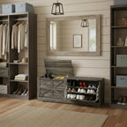 YITAHOME 55" L Farmhouse Shoe Storage Bench with Flip-Top Seat & 3 Tilt-Out Drawers, Entryway Organizer for Mudroom, Hallway, Cloakroom