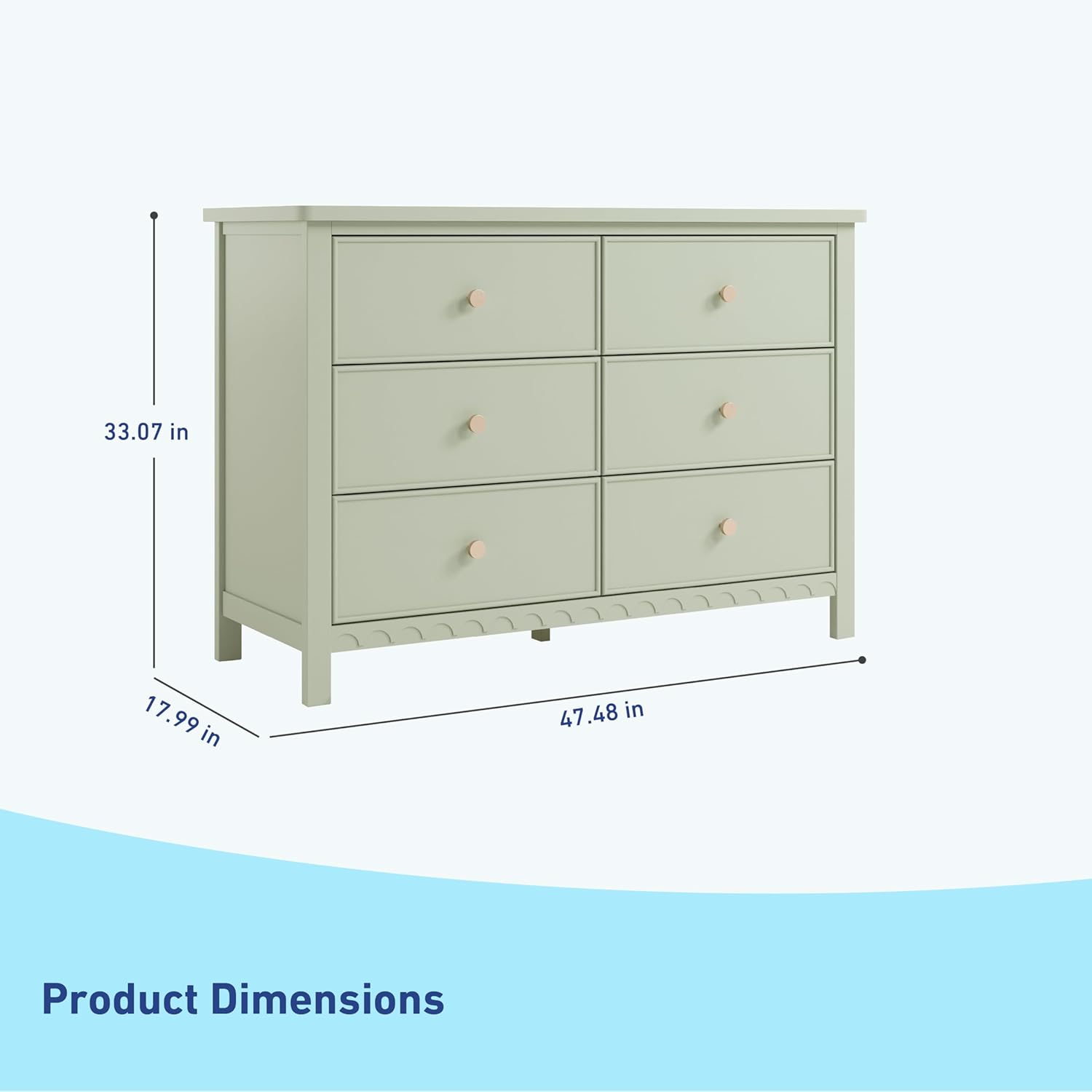 Graco Sasha 6 Drawer Dresser, Sage | GREENGUARD Gold Certified, Removable Bookshelves, Nursery & Kids Bedroom Wood Dresser, Spacious Storage, Interlocking Drawers