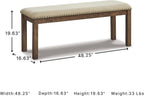Signature Design by Ashley Moriville Casual Rustic Upholstered Dining Bench, Grey & Brown