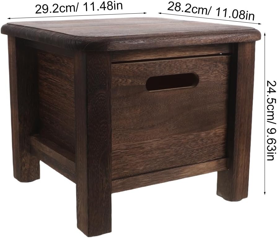 Ottoman with Storage - Wooden Storage Stool with Basket - Rounded Edges Footrest Bench for Toys - Space Saving for Living Room, Playroom, Classroom
