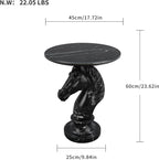 Horse Head Accent Side Table, Unique Animal End Table with Round Faux Marble Top, Animal Statues for Home Decor, Modern Classical Floor Statue for Living Room Bedroom Entryway (Horse Head-B)