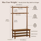Hall Tree with Shoe Storage Bench, 3-in-1 Entryway Coat Rack with Bench, 11 Hooks, Freestanding Wooden Entryway Organizer for Mudroom, 35" Long