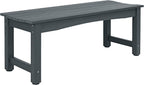 Weatherproof HIPS Outdoor Bench, 2-Person Patio Dining Bench, All-Weather Poly Lumber Garden Bench, Never Rot or Fade, Park Bench with Wood Grains for Porch, Garden, Deck, Entryway, Grey