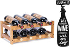 Bamboo Wine Rack - 2-Tier Countertop Display Shelf for 8 Bottles