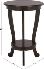 SAFAVIEH Furniture - Mary Pedestal Table - Dark Chocolate - Solid Wood - Farmhouse Pedestal Design - Ideal for Living Room, Entryway, Home Office, 18.1" W x 18.1" D x 26" H (AMH5711F)