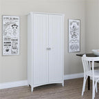 Bush Furniture Salinas Kitchen Pantry Cabinet with Doors in Pure White