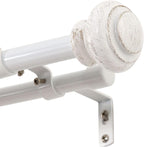 H.VERSAILTEX Elegant Window Treatment Telescoping Double Curtain Rod Set with Classic Cap, 3/4-Inch Diameter, Adjusts from 66 to 120 Inches, White
