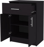 23.6" D*15.9" W*33.5" H Freestanding Kitchen Pantry with Dawer & Shelf, Double Door, Rectangular Storage Cabinet, Traditional, for Living Room, Dining Room, Wenge