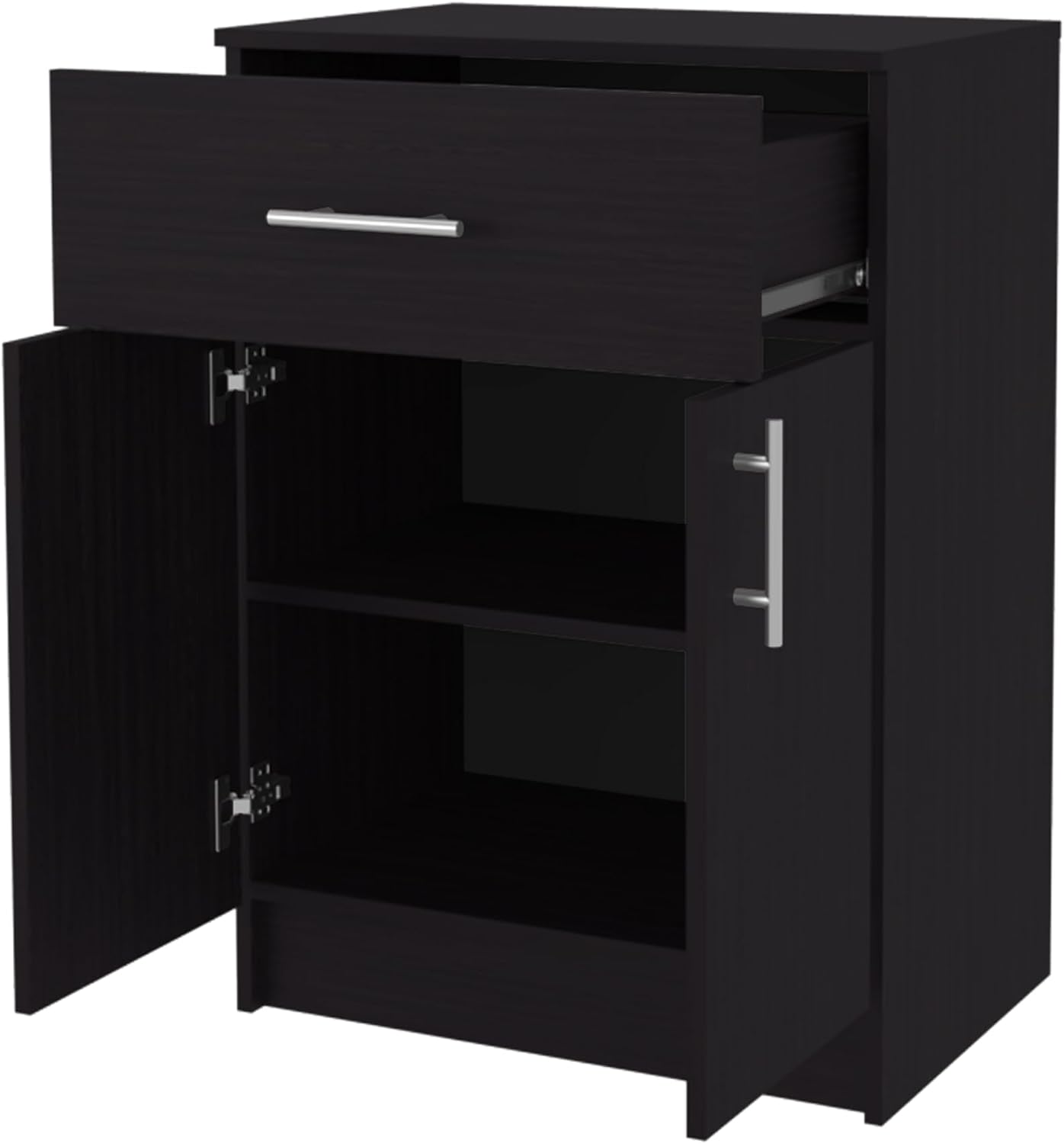 23.6" D*15.9" W*33.5" H Freestanding Kitchen Pantry with Dawer & Shelf, Double Door, Rectangular Storage Cabinet, Traditional, for Living Room, Dining Room, Wenge