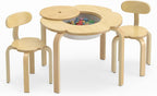 Olakids Kids Table and Chair Set, Wooden Toddler Activity Desk with Center Storage Basket, Ideal 3-Piece Children Furniture for Art Crafts Playing Eating Drawing Reading