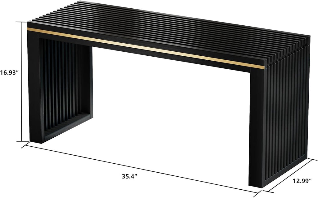 Wisuce Bamboo Dining Bench, 35 inch Entryway Indoor Bench, Black