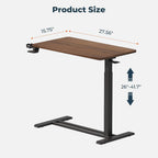28'' Medical Overbed Bedside Table with Wheels,Rolling Table | 28''x16'' Mahogany Pneumatic Tilting Desktop,Overbed Bedside Table with Hidden Casters for Hospital Use