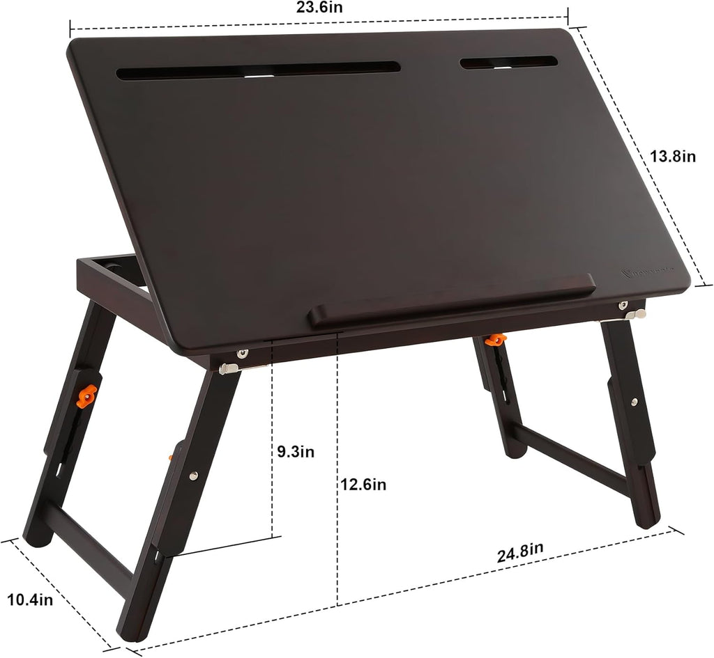 Nnewvante Drawing Table Foldable Drafting Desk with Adjustable Height & Angle Bamboo Drawing Board Easel with Tablet and Phone Slots for Painting, Drafting, Writing, Reading