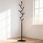 Tree-shaped coat rack stand,Metal coat tree with 8 Hooks and sturdy cast iron base,Heavy Duty coat rack freestanding coat hanger stand for Clothes Hats Scarfs Purses (black)