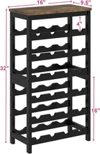 MOGELAFOO 6 Tier Bamboo Wine Rack Freestanding Floor, 24 Bottles Wine Storage Shelves with Table Top, Stackable Wine Display Rack for Kitchen, Bar, Dining Room, Rustic Brown and Black