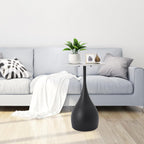 Small White End Table, 14" Marble Side Table with Black Metal Base Martini Table Round Accent Table for Small Spaces Living Rooms Bedrooms Balconies 21.65" Height (Black)