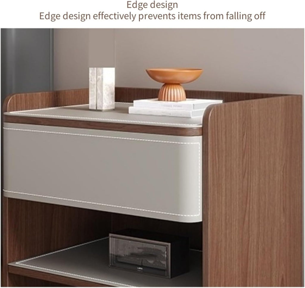 Modern Nightstands with Drawer and Open Storage Shelf Wooden Bedside Table End Table with Storage Sofa Side Table for Indoor Living Room Creative idea(Gray)