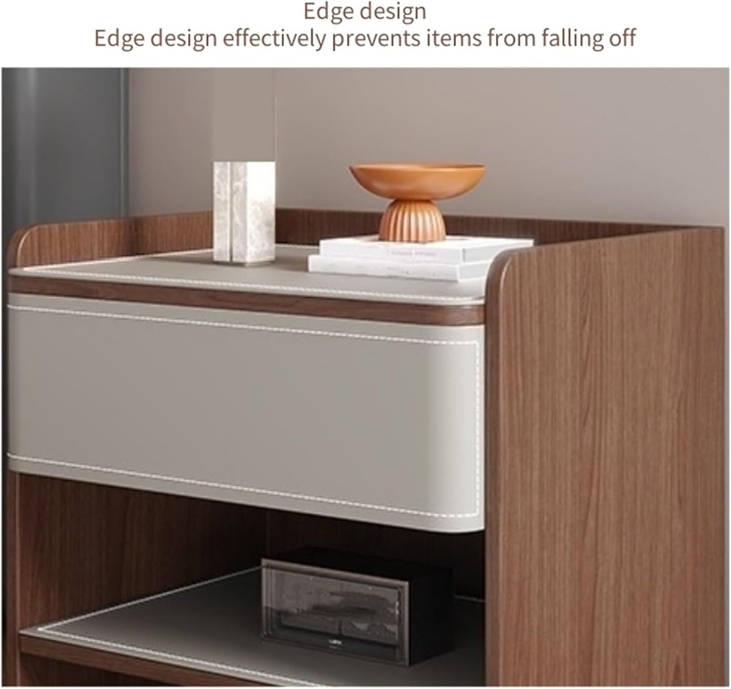 Modern Nightstands with Drawer and Open Storage Shelf Wooden Bedside Table End Table with Storage Sofa Side Table for Indoor Living Room Creative idea(Gray)