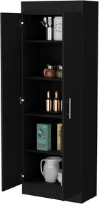 Dawson Pantry Cabinet with 5-Shelf Storage - Black for Kitchen Organization