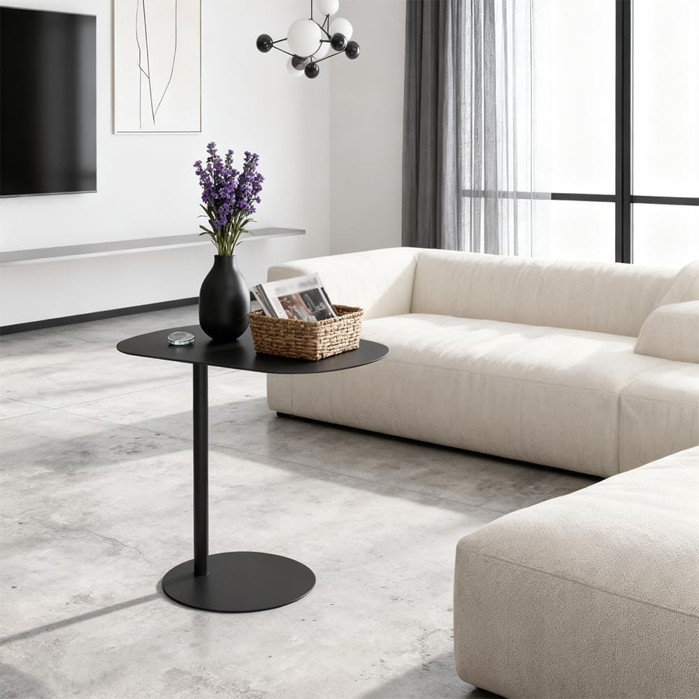 C Shaped Side Table End Coffee Tables, Aesthetics Minimalist Accent Tables, Multifunction Oval Metal Side Tables for Living Room Bedroom Sofa Balcony Couch Patio Yard Garden Indoor & Outdoor