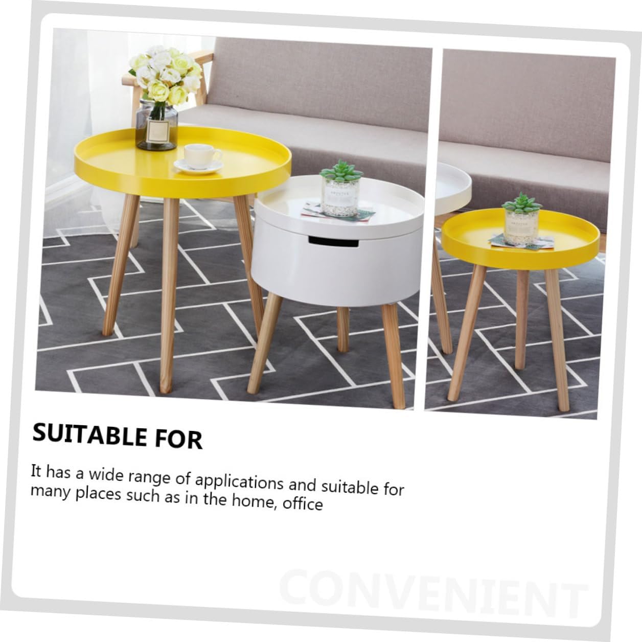 Nordic Style Small Round Coffee Table Creative Mini Sofa Side Table Yellow for Living Room Bedroom Use