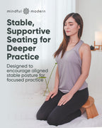 Mindful Modern Folding Meditation Bench - Bamboo Kneeling Stool with Locking Magnetic Hinges - Portable Cross Legged Folding Seiza Chair w/Travel Bag