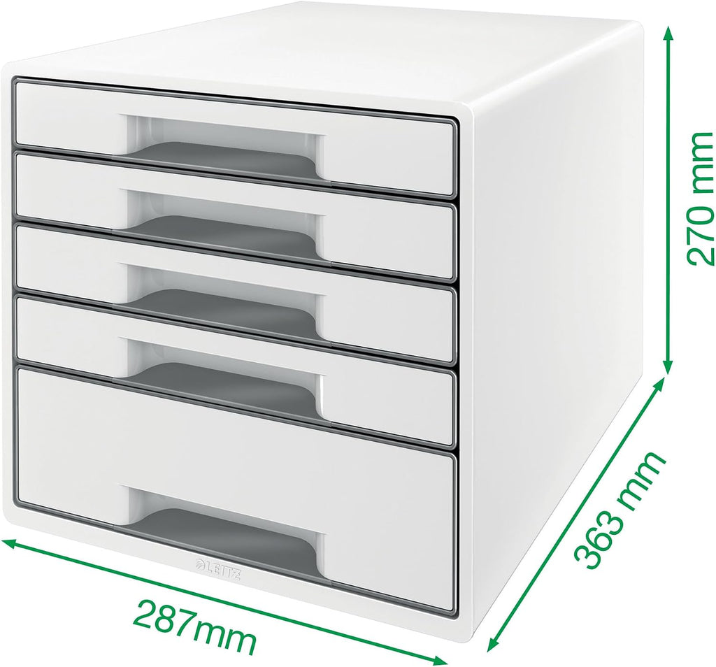 Leitz 52142036 A4 "Wow" Cube 5 Drawers Filling Unit - White/Blue
