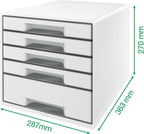 Leitz 52142036 A4 "Wow" Cube 5 Drawers Filling Unit - White/Blue