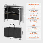 VEVOR Folding Portable Bar Table, Tradeshow Podium Table for Indoor, Outdoor, Party, Picnic, Exhibition, Includes Carrying Case, Storage Shelf and Black Skirt, 38.39" x 15.16" x 34.25"